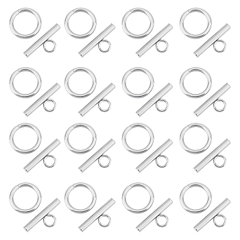 Unicraftale 50 Sets 304 Stainless Steel Toggle Clasps, Ring, Stainless Steel Color, Ring: 19x14x2mm, Bar: 20x7x2mm, Hole: 3mm