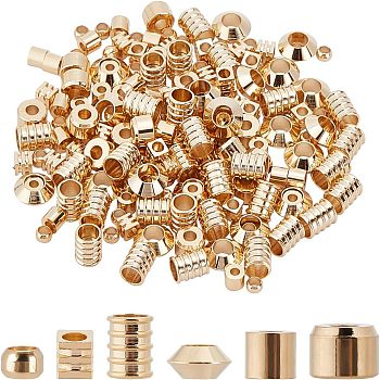 SUPERFINDINGS 300Pcs 3 Style Brass Beads, Long-Lasting Plated, Mixed Shape, Golden, 2~2.5x2~2.5x1.5~2mm, Hole: 1~1.2mm, 100pcs/style