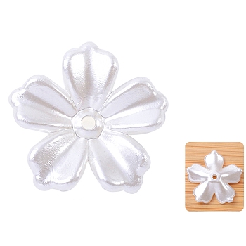 Resin Beads Caps, Flower Multi-Petal, White, 20x4mm, Hole: 1mm