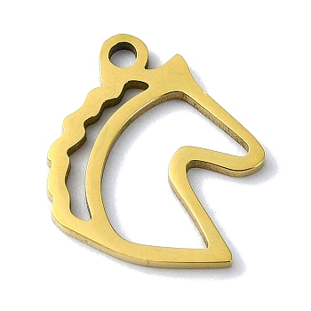 304 Stainless Steel Pendants, Laser Cut, Horse Charms, Golden, 16x13x1mm, Hole: 1mm