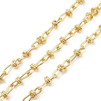 Brass Cable Chain, with Spool, Unwelded, Real 18K Gold Plated, 18x7x5mm