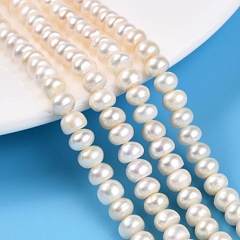 Natural Cultured Freshwater Pearl Beads Strands, Rondelle, Creamy White, 6~7x4~5mm, Hole: 0.5mm, about 77pcs/strand, 14.96''(38cm)