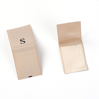 Clothing Size Labels, Woven Crafting Craft Labels, for Clothing Sewing, Size S, Dark Khaki, 35x14mm, 100pcs/bag