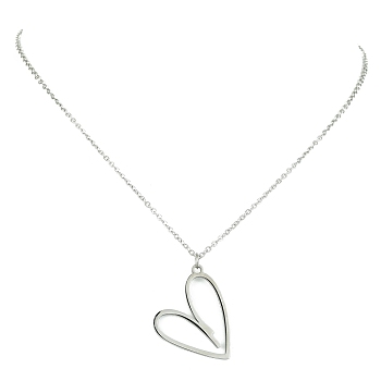 304 Stainless Steel Pendant Necklace for Women, Heart, 17.60 inch(44.7cm), pendant: 28.5x23mm