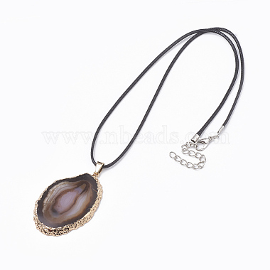 Dyed Natural Brazilian Agate Pendant Necklaces(G-T104-10)-2
