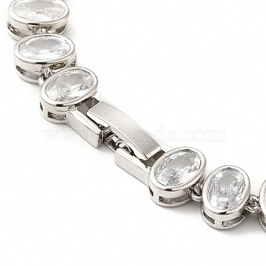 Halskette mit ovalen Gliedern aus klaren kubischen Zirkonia(NJEW-E074-02P)-4