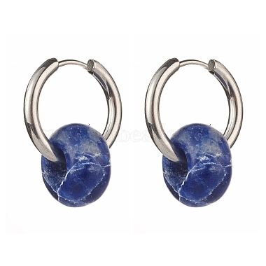 Asymmetrical Natural Mixed Stone Hoop Earrings(EJEW-JE04597)-3
