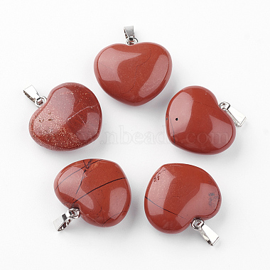 Platinum Heart Red Jasper Pendants