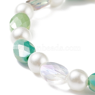 Bracelet extensible en perles de verre et cœur en acrylique pour enfants(BJEW-JB08391)-6