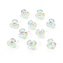 Electroplated 3-petal Flower Resin Cabochons, Nail Art Decoration Accessories, Light Green, 6x6.5x2.5mm, Hole: 1mm, 10pc/bag