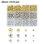 1515Pcs 12 Styles ABS Plastic Beads, Eco-Friendly Electroplated Beads, Round, Mixed Color, 3~8mm, Hole: 1.4~2mm(KY-YW0002-02)