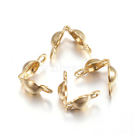Ion Plating(IP) 304 Stainless Steel Bead Tips, Calotte Ends, Clamshell Knot Cover, Golden, 6x3mm, Hole: 1mm(X-STAS-H353-06G)