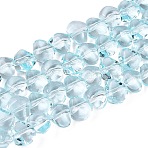 Baking Paint Transparent Glass Beads Strands, Nuggets, Top Drilled, Light Sky Blue, 6.5x7.5x4.5~5mm, Hole: 0.8~1mm, about 99~100pcs/strand, 21.26~22.24 inch(54~56.5cm)(GLAA-Q109-01A-01)