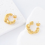 Twist 304 Stainless Steel Stud Earrings for Women, Half Hoop Earrings, Golden, 23x23mm(LN6682)