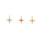 304 Stainless Steel Micro Pave Cubic Zirconia Pendants, Star Charms, Ion Plating(IP), Real 18K Gold Plated, Mixed Color, 17x15mm, Hole:1mm(STAS-OY010-48G)