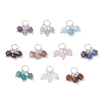 10Pcs 10 Styles Natural Mixed Gemstone Pendants, Faceted Cube Charms, with Brass and 304 Stainless Steel Findings, Stainless Steel Color, 9x4x4mm, Jump Ring: 6x1mm, Inner Diameter: 4mm, 1pc/style(PALLOY-JF04932-01)
