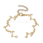 Brass Pave Clear Cubic Zirconia Leafy Branch Link Chain Bracelet Making, with 304 Stainless Steel Findings, Golden, 5.71 inch(14.5cm)(AJEW-JB01613)