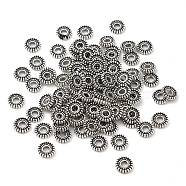 Tibetan Style Alloy Spacer Beads, Flat Round, Antique Silver, 8x2mm, Hole: 2mm(TIBEB-O004-76)
