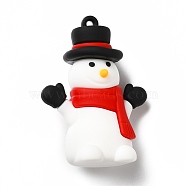 Christmas PVC Plastic Big Pendants, Snowman, White, 51x37x22mm, Hole: 3mm(KY-C009-22)