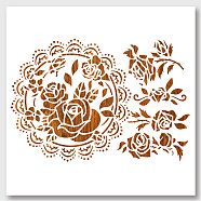 PET Hollow Out Drawing Painting Stencils, for DIY Scrapbook, Photo Album, Rose Pattern, 210x297mm(DIY-WH0403-023)