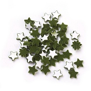 Flocky Acrylic Cabochons, Star, Dark Olive Green, 9x9x2mm(X-OACR-I001-H08)