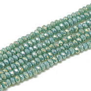 Electroplate Opaque Solid Color Glass Beads Strands, Faceted, Rondelle, Dark Cyan, 2.5x1.5mm, Hole: 0.8mm, about 160~165pcs/strand, 13.78 inch~14.17 inch(35~36cm)(EGLA-Q112-B13)