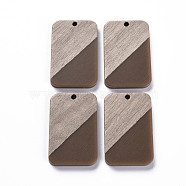 Opaque Resin & Walnut Wood Pendants, Two Tone, Rectangle, Camel, 32.5x21x3mm, Hole: 2mm(RESI-T035-38G)