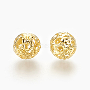 Iron Filigree Beads, Filigree Ball, Round, Golden, 17.5x16.5mm, Hole: 1mm(KK-F762-11G)