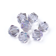 K9 Glass Beads, Faceted, Bicone, Ghost Light, 5x5mm, Hole: 1mm(RGLA-F063-C-001GL)