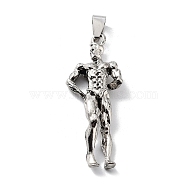 Tibetan Style Alloy Pendants, Sports Charms, Antique Silver, 49x18x6mm, Hole: 9x4.5mm(TIBE-L012-038AS-03)