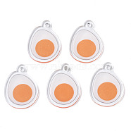 Translucent Acrylic Pendants, Double-Faced Printed, Pan Fried Egg, Sandy Brown, 39.5x22x2mm, Hole: 2mm(TACR-N013-017)