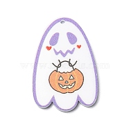 Opaque Acrylic Pendants, Halloween Ghost Charms, Light Salmon, 37x25x2mm, Hole: 1.6mm(MACR-M027-02D)