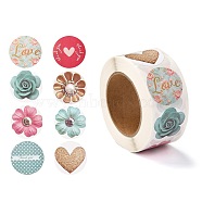 3D Flower & Heart Pattern Roll Stickers, Self-Adhesive Paper Gift Tag Stickers, for Party, Decorative Presents, Mixed Color, 6.3x2.85cm(X-DIY-B031-05)