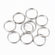 304 Stainless Steel Split Rings, Double Loops Jump Rings, Stainless Steel Color, 10x1.2mm, about 9mm inner diameter, Single Wire: 0.75mm(STAS-H413-05P-D)