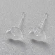 Eco-Friendly Plastic Stud Earrings, Heart, Clear, 5.5x6x1.5mm, Pin: 0.8mm(EJEW-H120-03A-02)