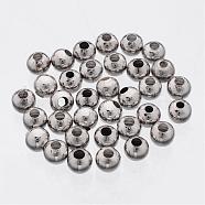 Iron Beads, Platinum Color, Round, about 8mm in diameter, 7mm thick, hole: 3mm(E007)