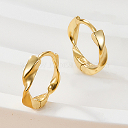 925 Sterling Silver Twist Hoop Earrings for Women, with S925 Stamp, Real 18K Gold Plated, 10x11x2mm(IA8169-1)