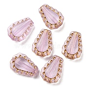 Plating Transparent Acrylic Beads, Golden Metal Enlaced, Teardrop, Pale Violet Red, 17x12x6mm, Hole: 1.8mm, 750pcs/500g(OACR-B013-24B)