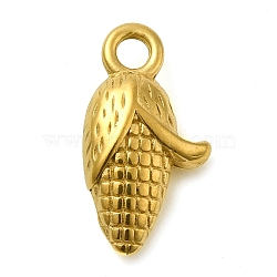 Ion Plating(IP) 304 Stainless Steel Pendants, Corn Charm, Real 18K Gold Plated, 15x8.5x4mm, Hole: 2mm(STAS-M070-25G)