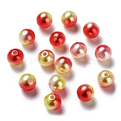 Rainbow ABS Plastic Imitation Pearl Beads, Gradient Mermaid Pearl Beads, Round, Red, 3x2.5mm, Hole: 1mm, about 50000pcs/500g(OACR-Q174-3mm-15)
