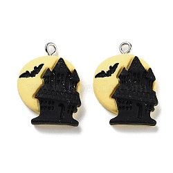 Halloween Theme Opaque Resin Pendants, Halloween Charms, Haunted House/Castle, 25x17.5x5.5mm, Hole: 2mm(RESI-N039-90)