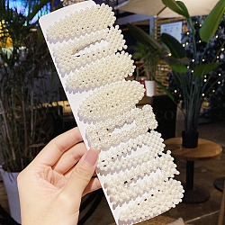 Plastic Imitation Pearl Alligator Hair Clip Sets, with Iron Clip, Hair Accessories for Girls Women, Mixed Shapes, Floral White, 70mm, 8pcs/set(OHAR-PW0007-05I)