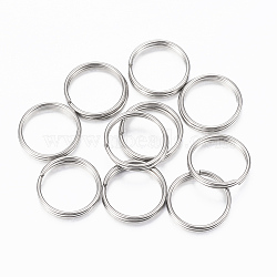 Tarnish Resistant 304 Stainless Steel Split Rings, Double Loops Jump Rings, Stainless Steel Color, 10x1.2mm, about 9mm inner diameter, Single Wire: 0.75mm(STAS-H413-05P-D)