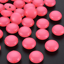 Imitation Jelly Acrylic Beads, Flat Round, Hot Pink, 17x9.5mm, Hole: 2mm, about 316pcs/500g(MACR-S373-86-E09)