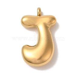 Ion Plating(IP) 304 Stainless Steel Pendants, Balloon Letter Charm, Golden, Letter J, 25x14x6mm, Hole: 2mm(X-STAS-M017-08G-10)