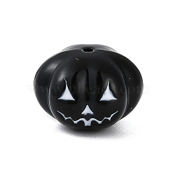 Halloween Theme Spray Painted Alloy Beads, Lead Free & Cadmium Free, Pumpkin, Black, 12x12x9.5mm, Hole: 1.2mm(PALLOY-D029-03H-RS)