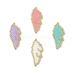 Handmade Japanese Seed Beads, Loom Pattern, Feather, Mixed Color, 29.5x13.5x2mm(PALLOY-MZ00006)