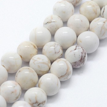 Natural Magnesite Beads Strands, Round, 8mm, Hole: 0.8mm, about 47pcs/strand,  14.96 inch(38cm)