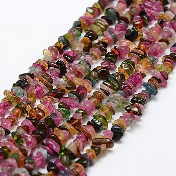 Natural Tourmaline Beads Strands, Chip, Grade A, Colorful, 4~13x3~13x1~4mm, Hole: 0.4mm, about 32~32.5 inch