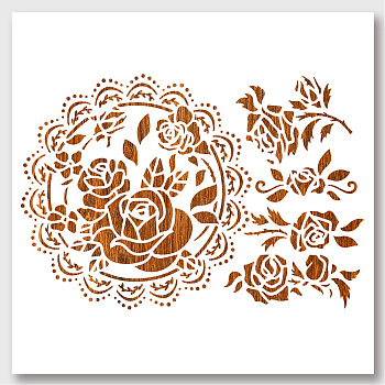 PET Hollow Out Drawing Painting Stencils, for DIY Scrapbook, Photo Album, Rose Pattern, 210x297mm